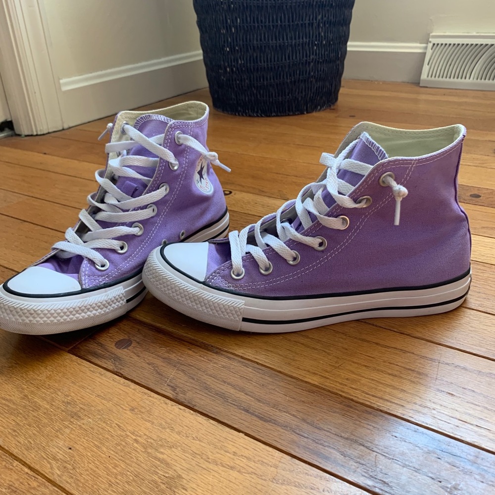 Lavender converse high tops